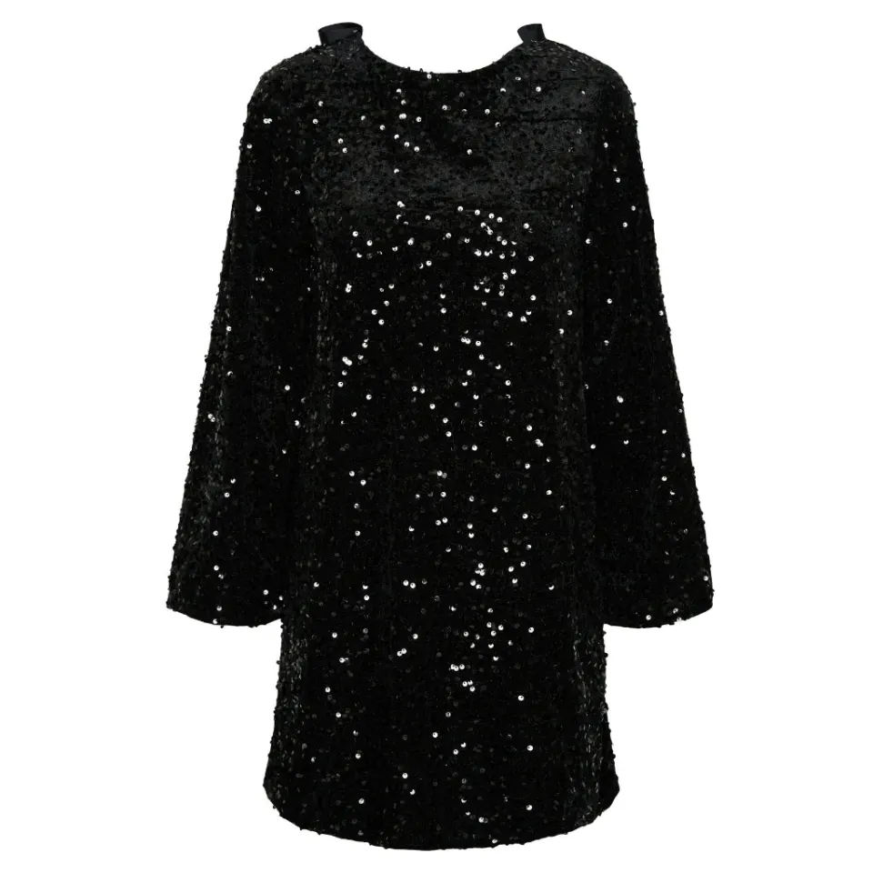 Pieces kjole Pckam med sløjfedetalje – Black Black sequins — produktfoto