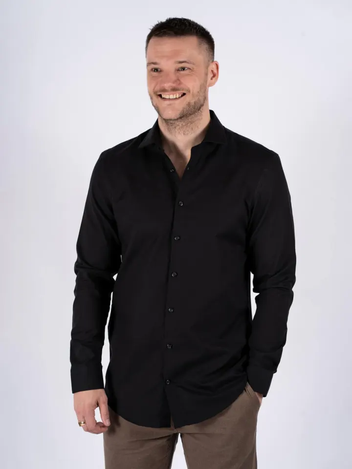 Marcus Rice Shirt ls – Sort — produktfoto