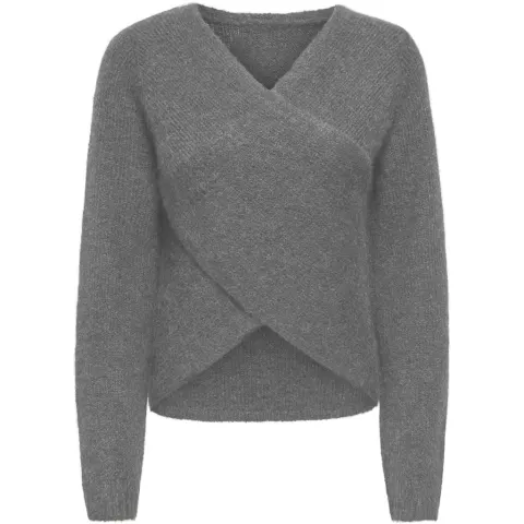 ONLY strik Onlmaggie med V-hals – Medium grey melange — produktfoto