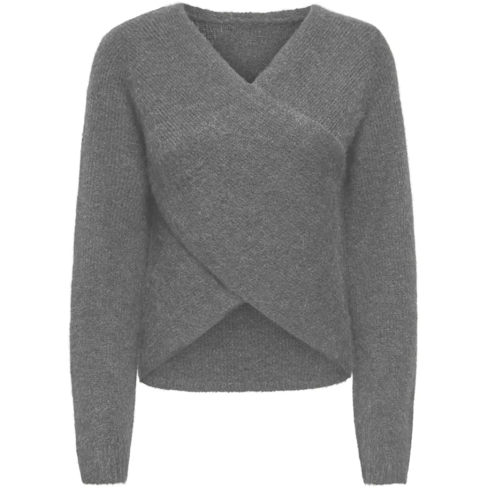 ONLY strik Onlmaggie med V-hals – Medium grey melange — produktfoto