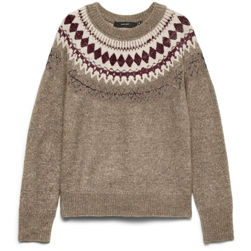 Vero Moda strik Vmsimone – Silver Mink BIRCH/WINDSOR WINE — produktfoto
