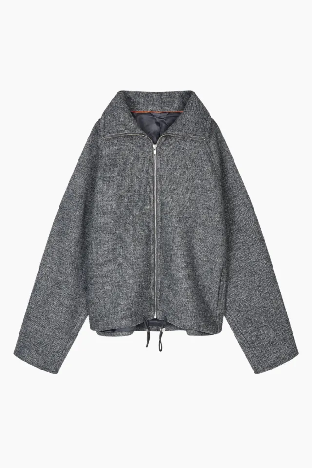 Mads Nørgaard Bond Wool Lotta Jacket – Dark Grey Melange — produktfoto