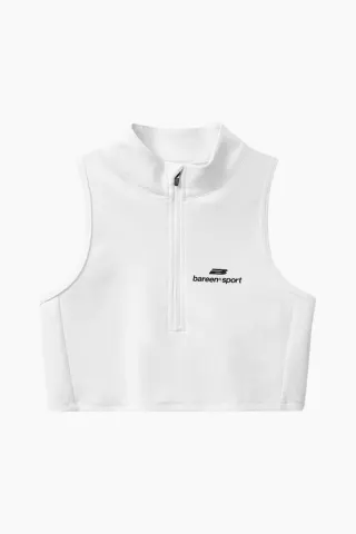 bareen Cropped Half-Zip Top – hvid — produktfoto