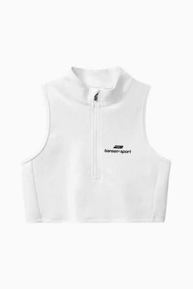bareen Cropped Half-Zip Top – hvid — produktfoto