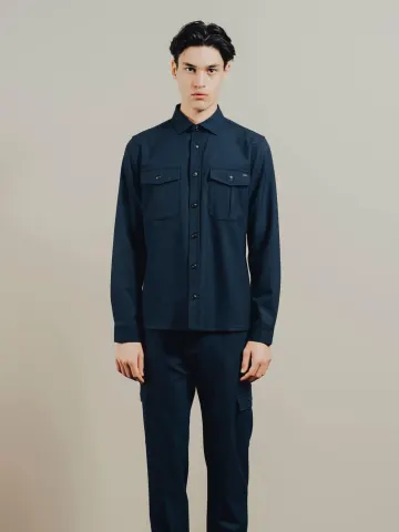 Pre End Gnious Karim LS Shirt Solid – Blå — produktfoto