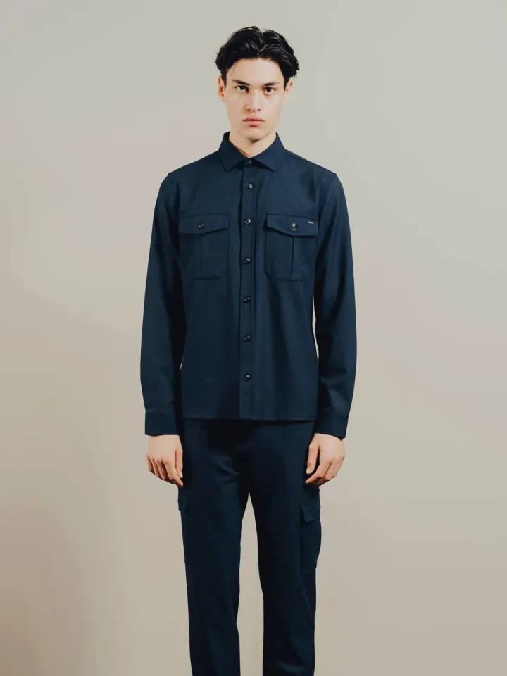 Pre End Gnious Karim LS Shirt Solid – Blå — produktfoto