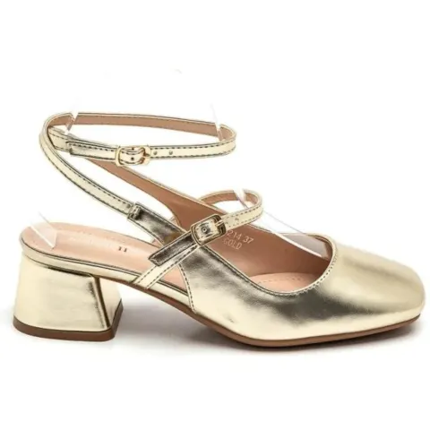 Inge ballerina med hæl 3214 – guld — produktfoto