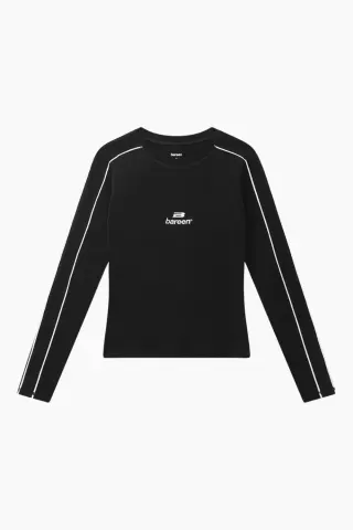 bareen AW26 Logo Stretch Long Sleeve – sort — produktfoto