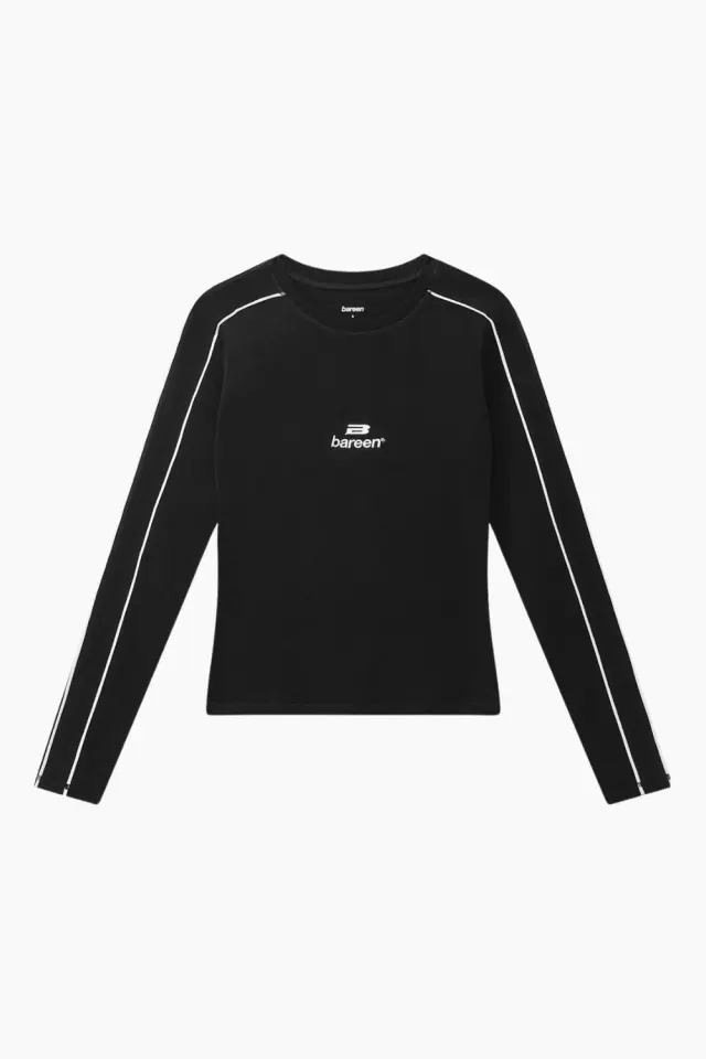 bareen AW26 Logo Stretch Long Sleeve – sort — produktfoto