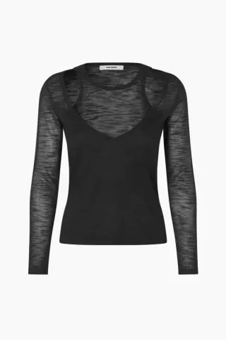 Oval Square Drama Knit Blouse – sort — produktfoto