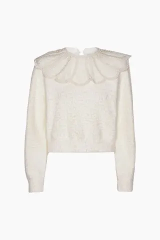 Rotate Lace Collar Knit Sweater – Blanc De Blanc — produktfoto