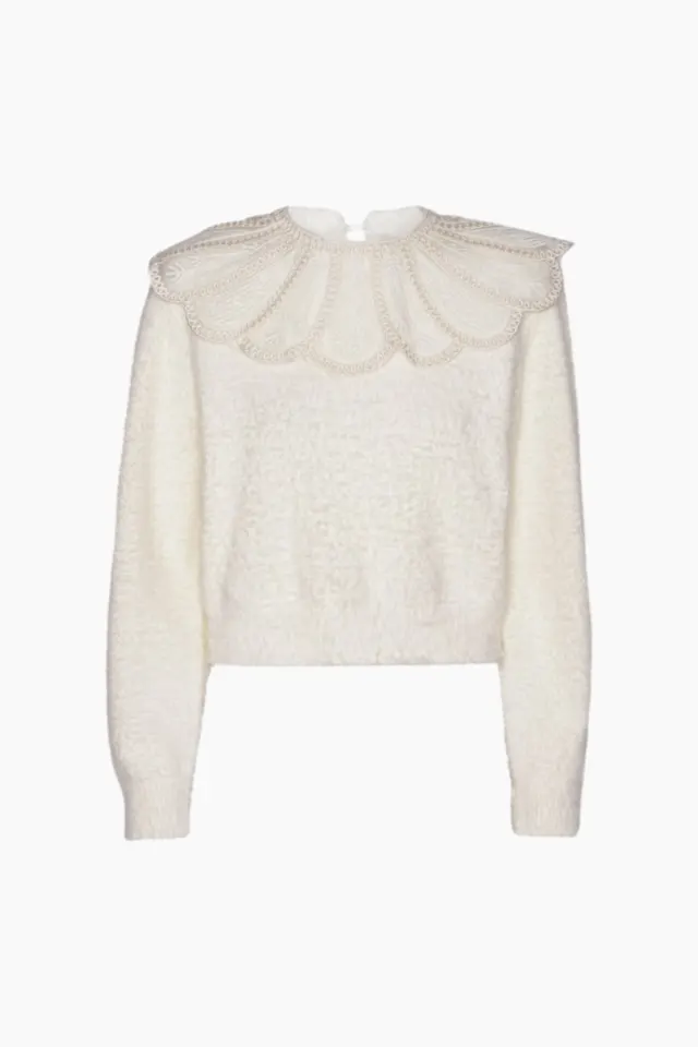 Rotate Lace Collar Knit Sweater – Blanc De Blanc — produktfoto