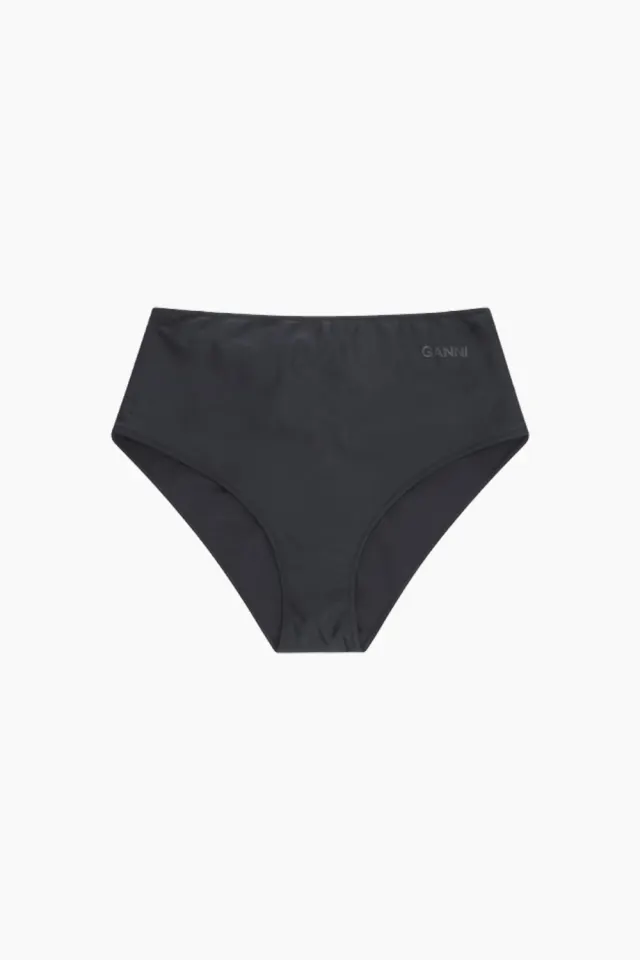 GANNI Recycled Core Solid Highrise Bikini Briefs A4046 – sort — produktfoto