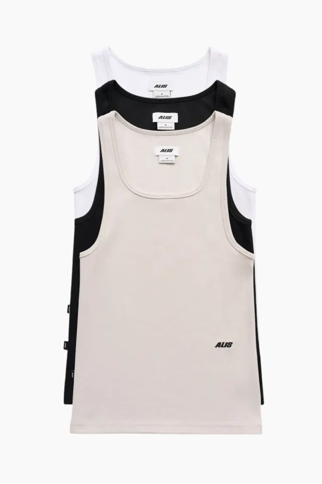 ALIS Josh Rib Tanktop w/ Logo (3-pack) – Various — produktfoto