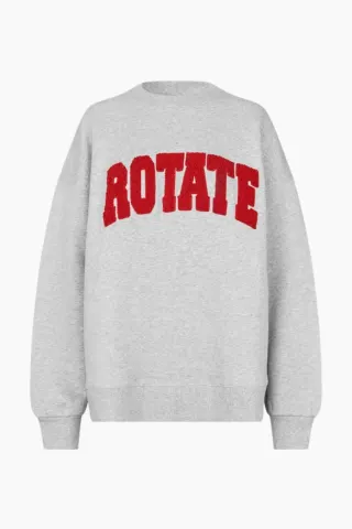 Rotate Heavy Sweat Crewneck i kraftig sweatkvalitet – Light Grey Melange — produktfoto