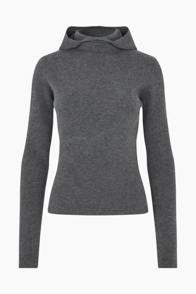 Oval Square Alanis Hood Knit – mørkegrå — produktfoto