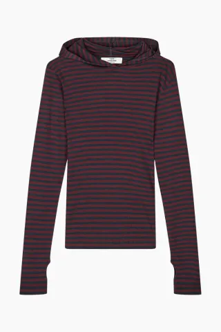 Mads Nørgaard 2x2 Cotton Stripe Tutti Hood – Sky Captain — produktfoto