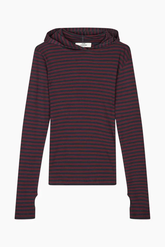 Mads Nørgaard 2x2 Cotton Stripe Tutti Hood – Sky Captain — produktfoto