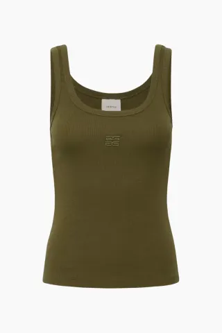 Gestuz GZdrew Logo Top 2.0 – Military Olive — produktfoto
