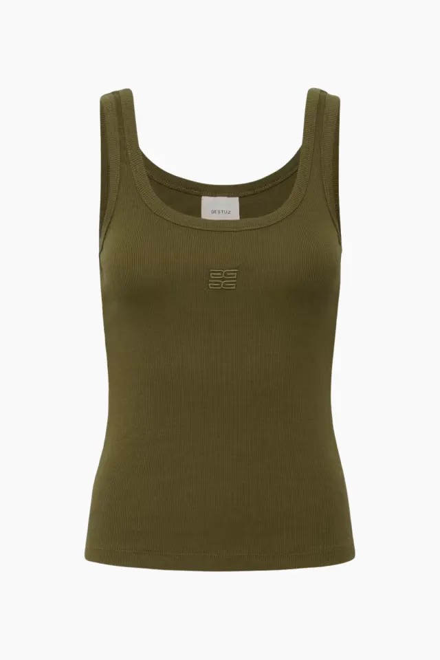 Gestuz GZdrew Logo Top 2.0 – Military Olive — produktfoto