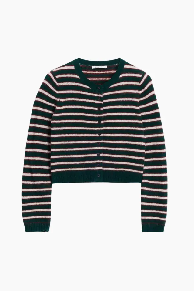 Holzweiler Mia Stripe Cardigan – Green Stripe — produktfoto
