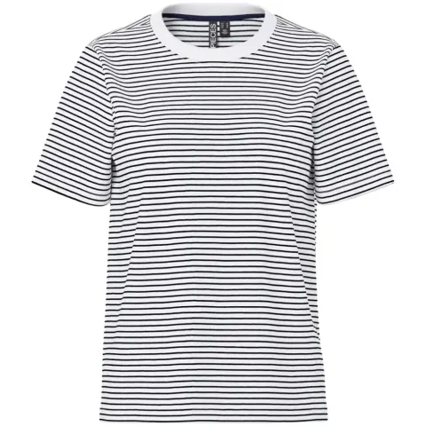 Pieces tee Pcria – Bright White NARROW MARITIME BLUE — produktfoto