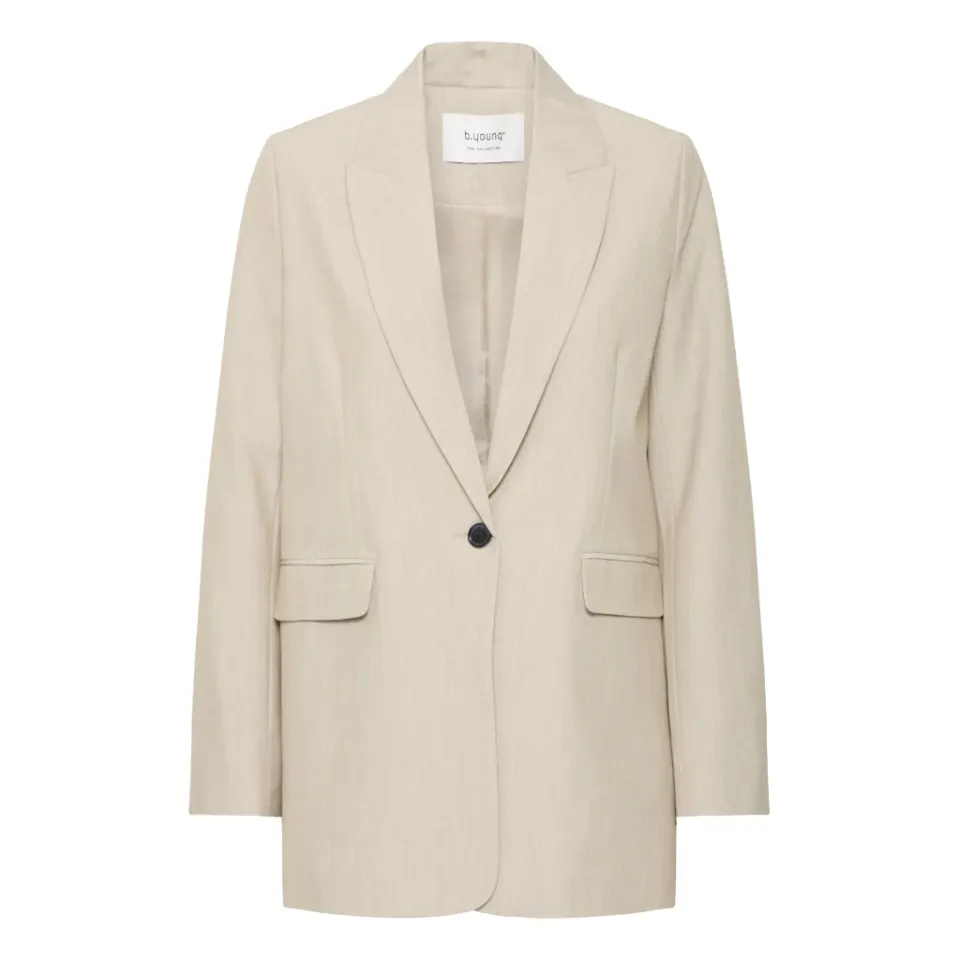 b.young blazer Bydanta i 88 % polyester, 8 % viskose og 4 % elastan – Humus Melange — produktfoto