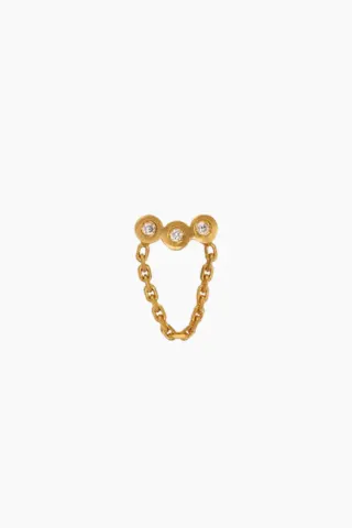 STINE A Three Dots With Mini Chain Earring – Guld — produktfoto