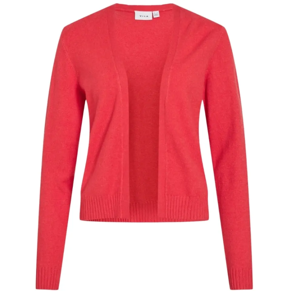 VILA Cardigan Viril Short L/S Knit Cardigan-noos – Hibiscus DARK MELANGE — produktfoto