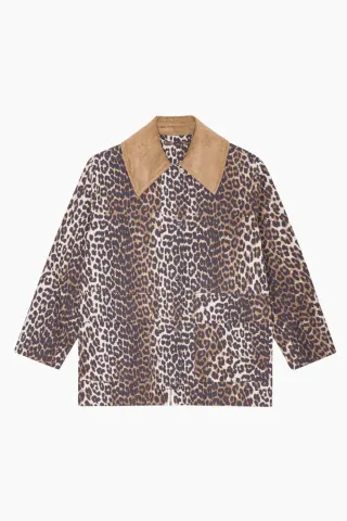 GANNI Printed Canvas Midi Jacket W0391 – Almond Milk — produktfoto