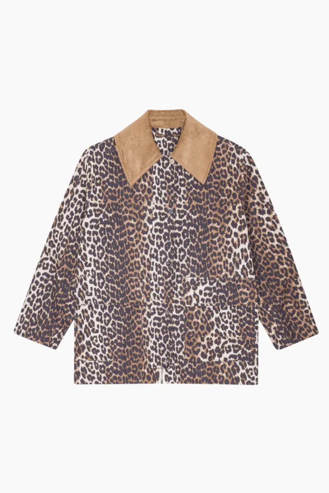 GANNI Printed Canvas Midi Jacket W0391 – Almond Milk — produktfoto