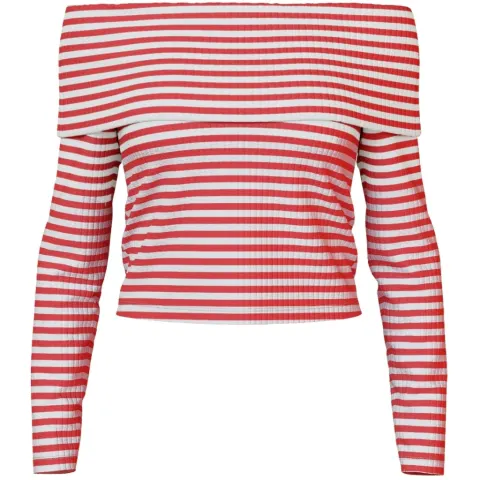 Pieces top Pclaya – Bright White High risk red — produktfoto