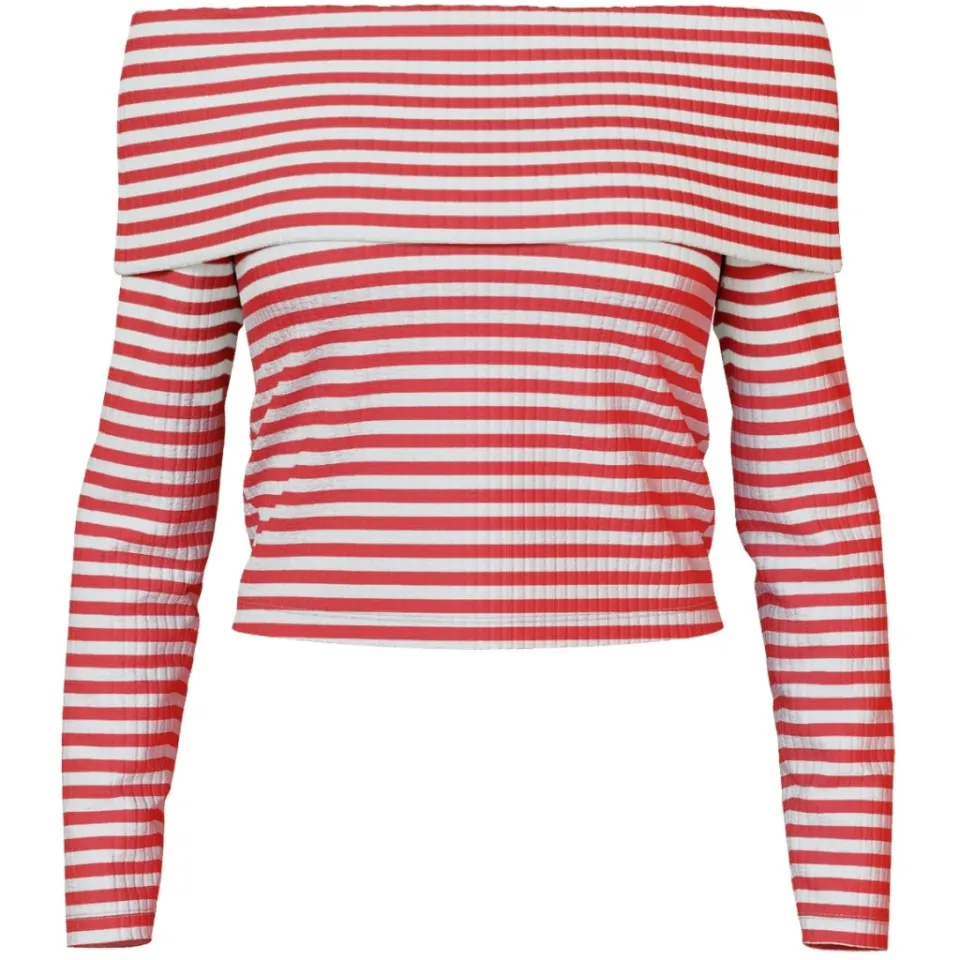 Pieces top Pclaya – Bright White High risk red — produktfoto
