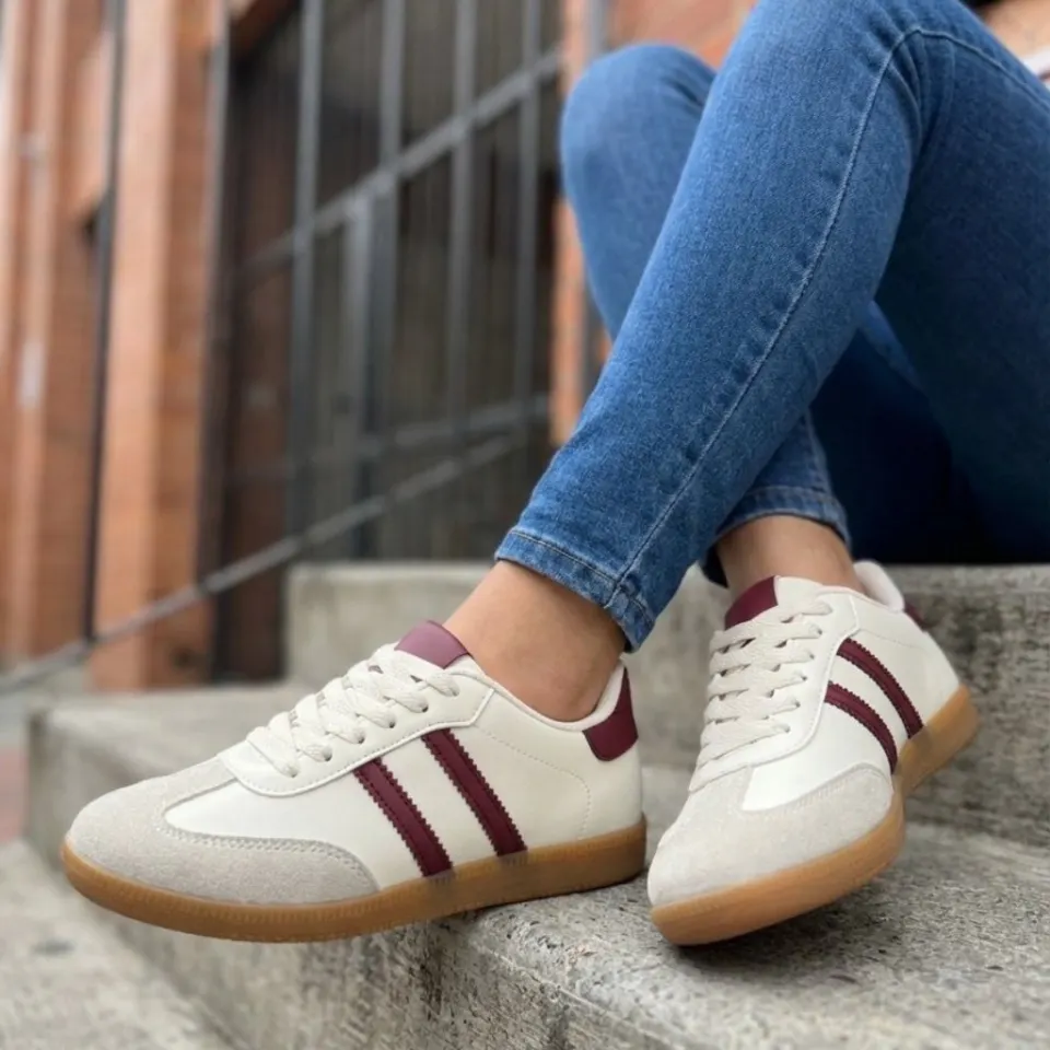 Briar sneakers A-108 – Beige/Bordeaux — produktfoto