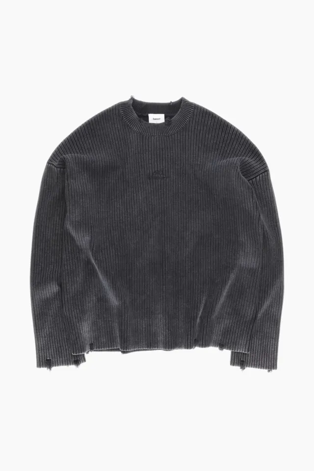 bareen Vintage Knit Sweater – Stone Black — produktfoto